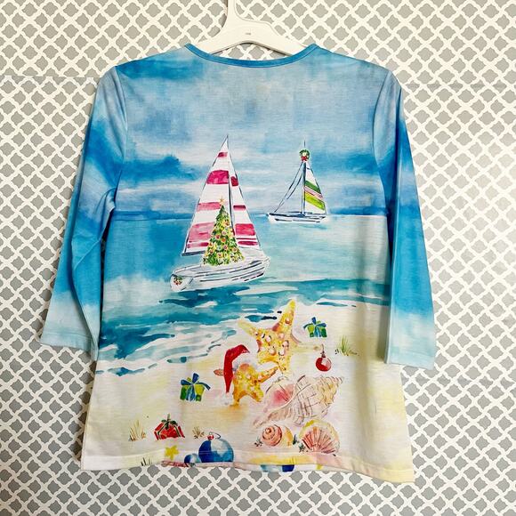 CORAL BAY Christmas At The Shore Tunic Top, M, NWOT! - Picture 7 of 9
